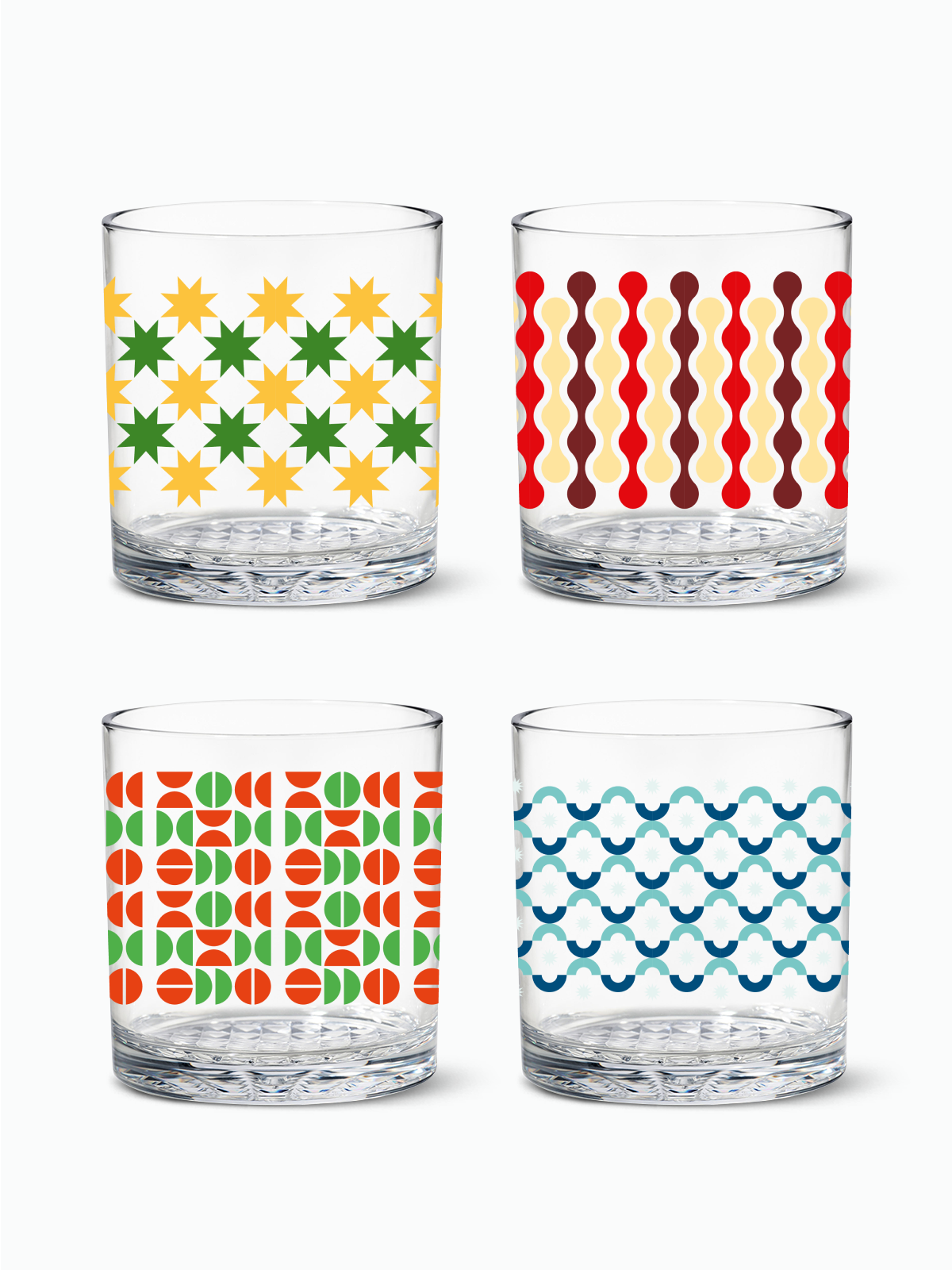 Abstract Christmas Pattern - 12oz Old Fashioned Tritan™ Glasses