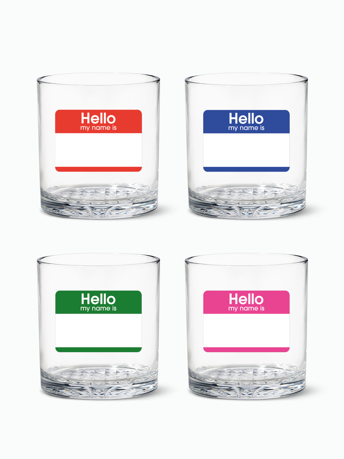 Hello My Name Is - 12oz Old Fashioned Tritan™ Glasses
