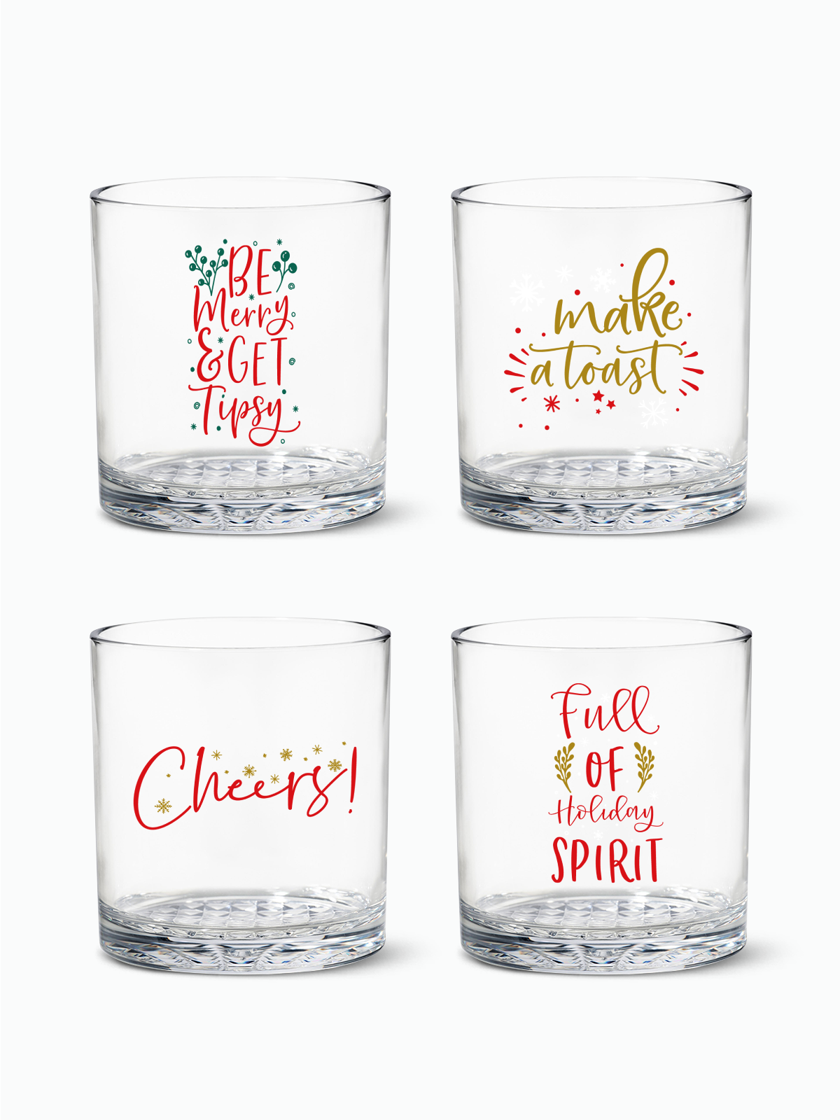 Holiday Spirit - 12oz Old Fashioned Tritan™ Glasses