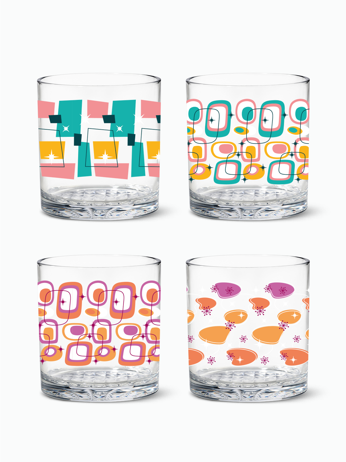 Mid-Century Retro Pattern - 12oz Old Fashioned Tritan™ Glasses