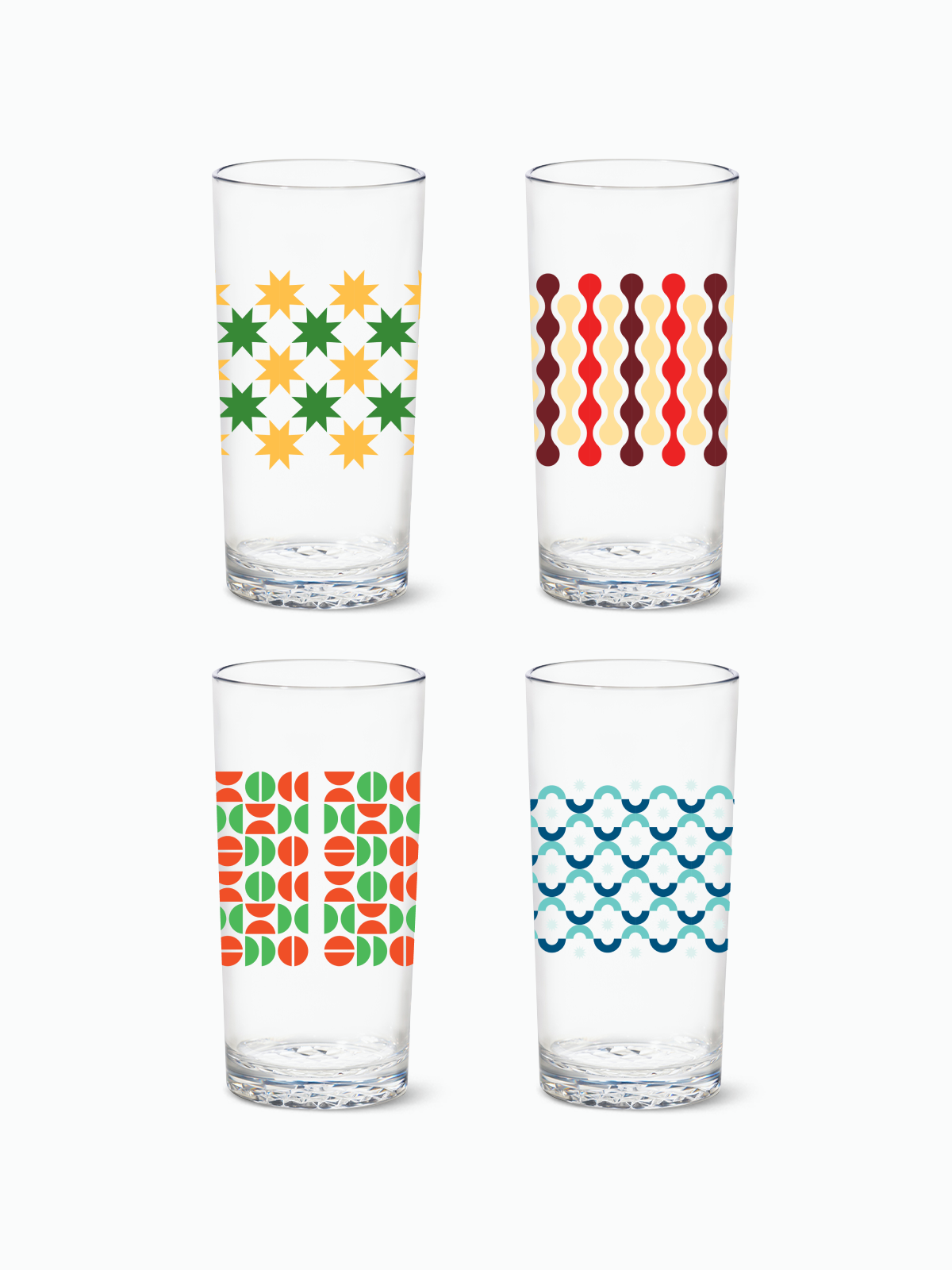 Abstract Christmas Pattern - 14oz Highball Tritan™ Glasses