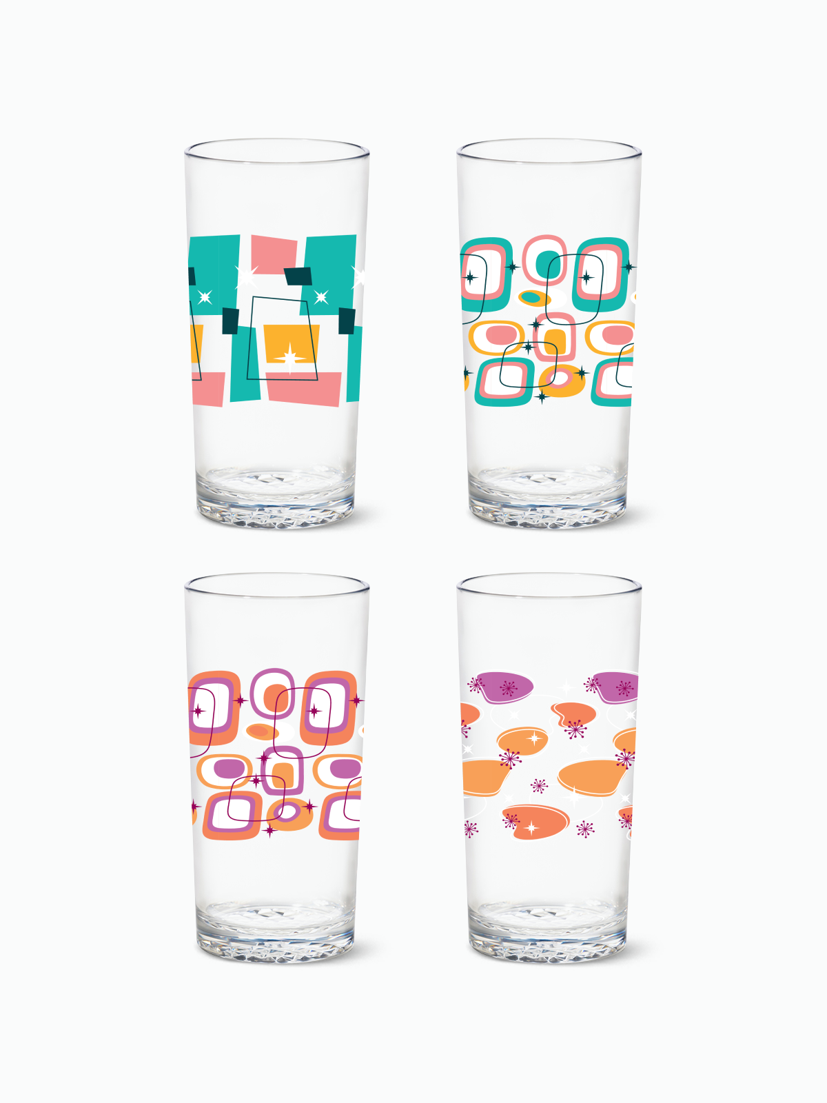 Mid-Century Retro Pattern - 14oz Highball Tritan™ Glasses
