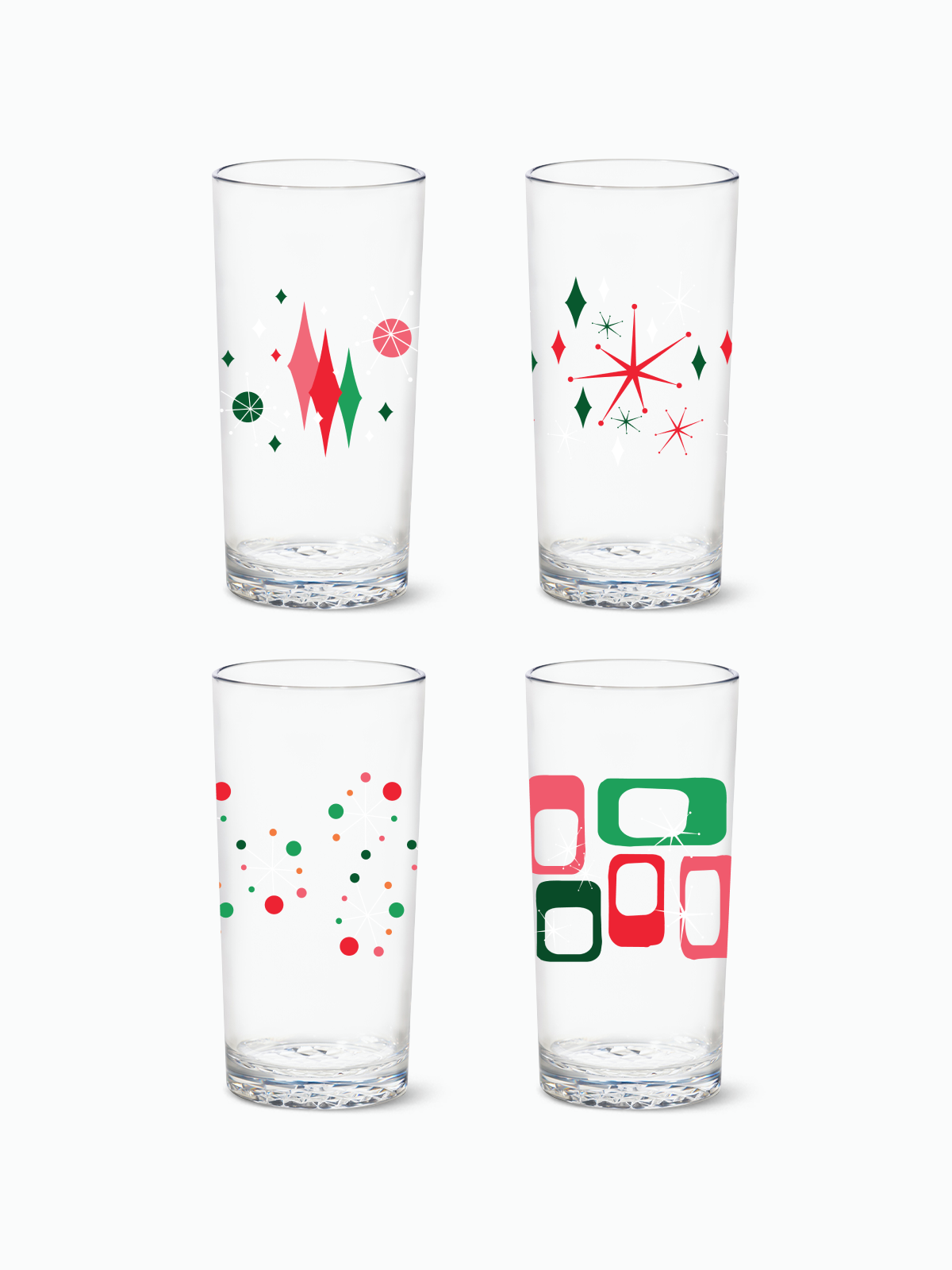 Retro Festive Pattern - 14oz Highball Tritan™ Glasses
