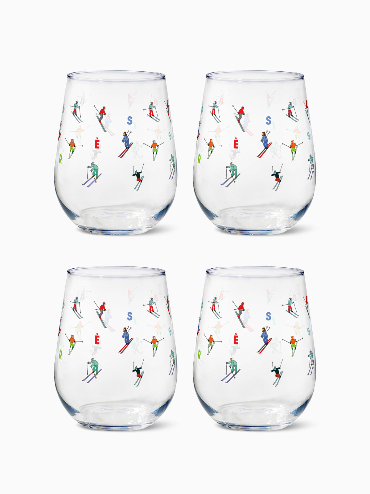 Ski Parade - 16oz Stemless Wine Tritan™ Glasses