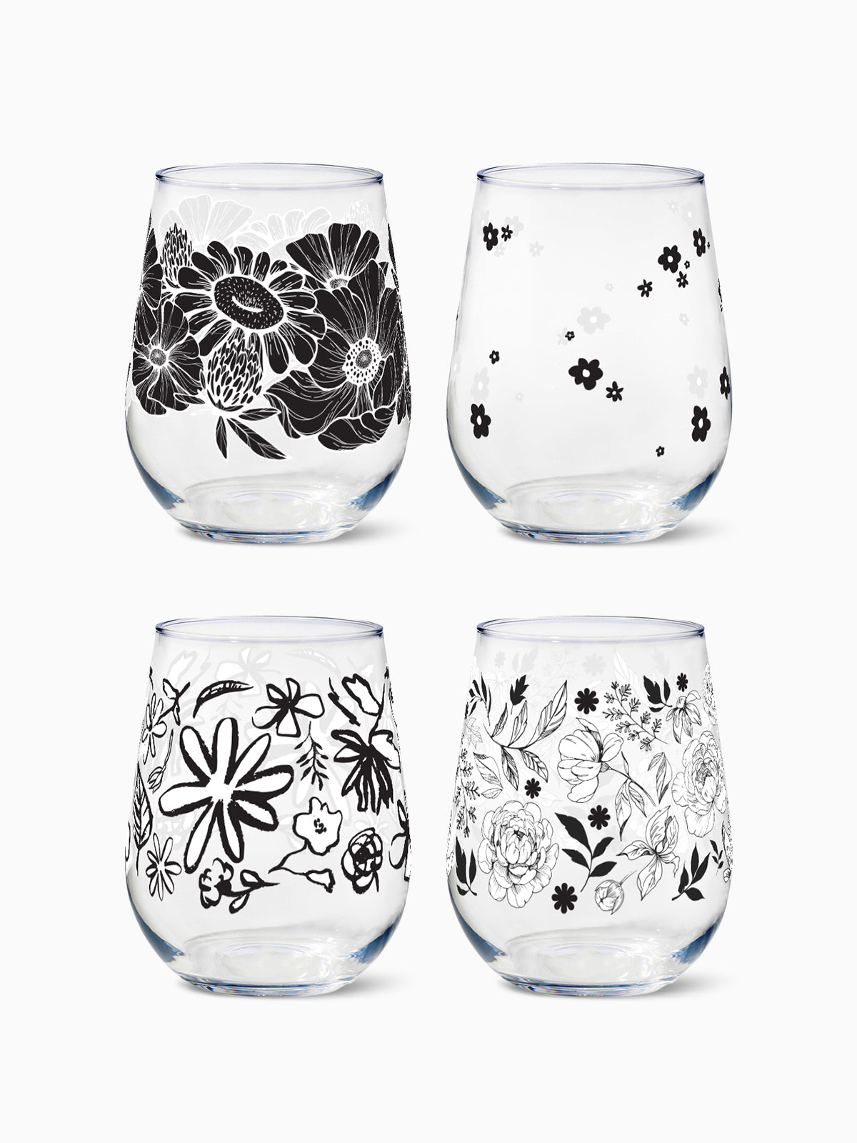 Botanical Sketches - 16oz Stemless Wine Tritan™ Glasses