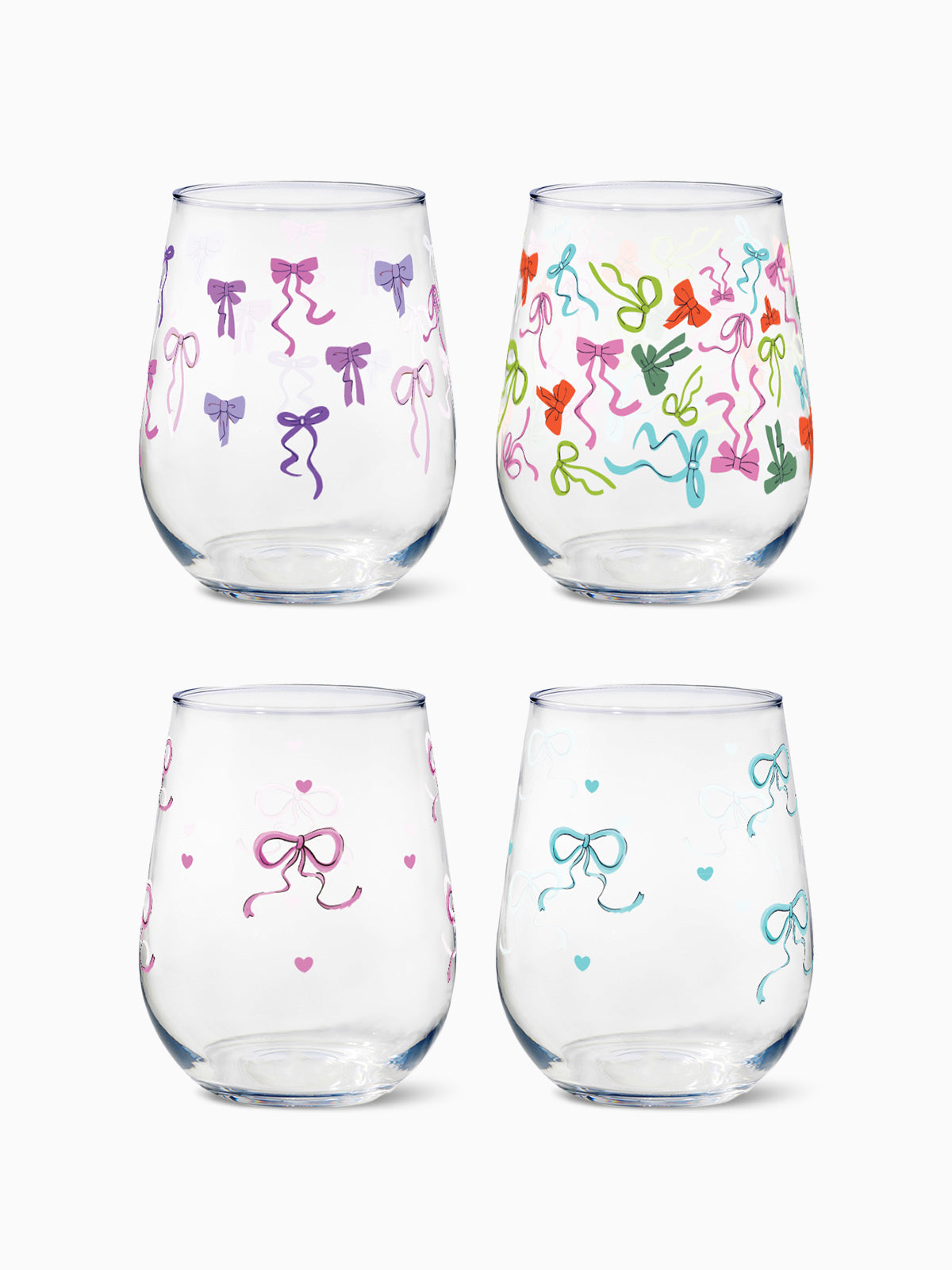 Elegant Bows - 16oz Stemless Wine Tritan™ Glasses