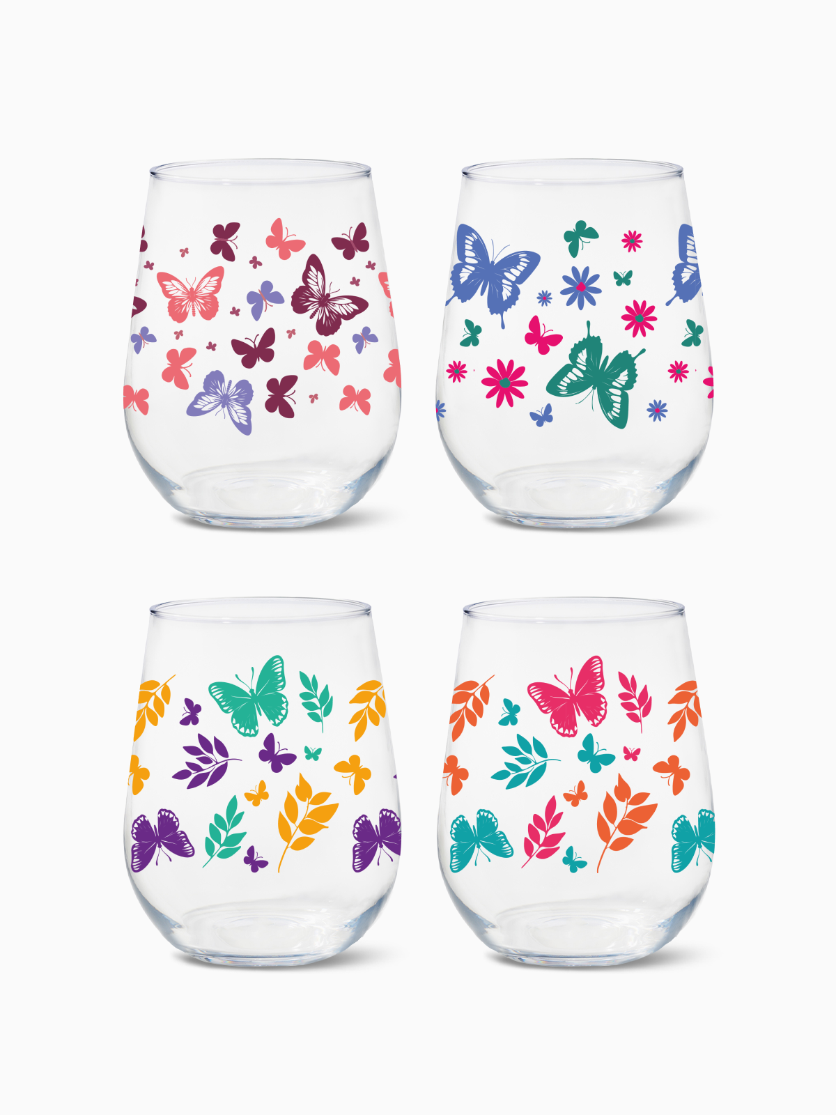Butterfly Haven - 16oz Stemless Wine Tritan™ Glasses