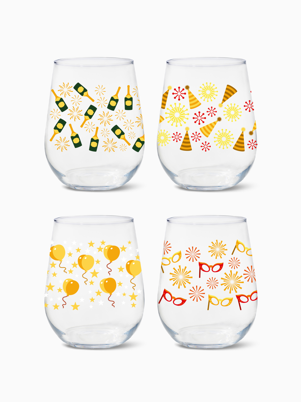 Festive Bliss - 16oz Stemless Wine Tritan™ Glasses