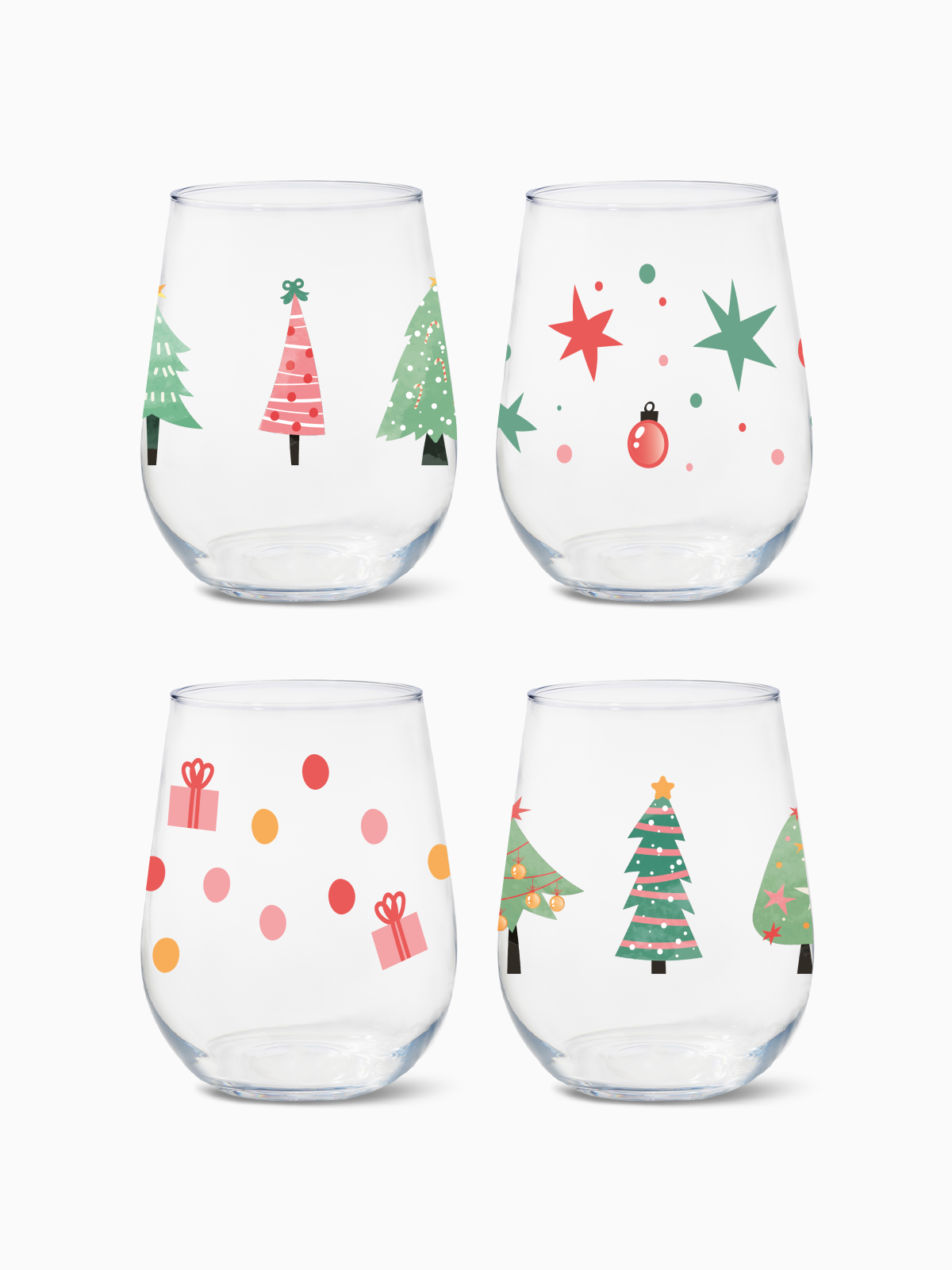 Festive Forest - 16oz Stemless Wine Tritan™ Glasses