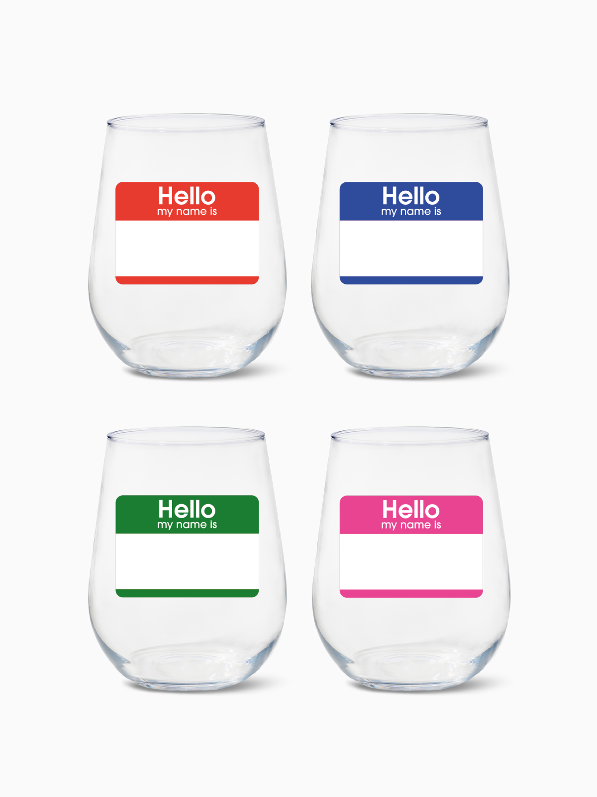 Hello My Name Is - 16oz Stemless Wine Tritan™ Glasses