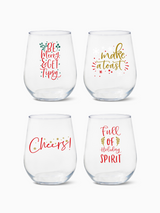 Holiday Spirit - 16oz Stemless Wine Tritan™ Glasses