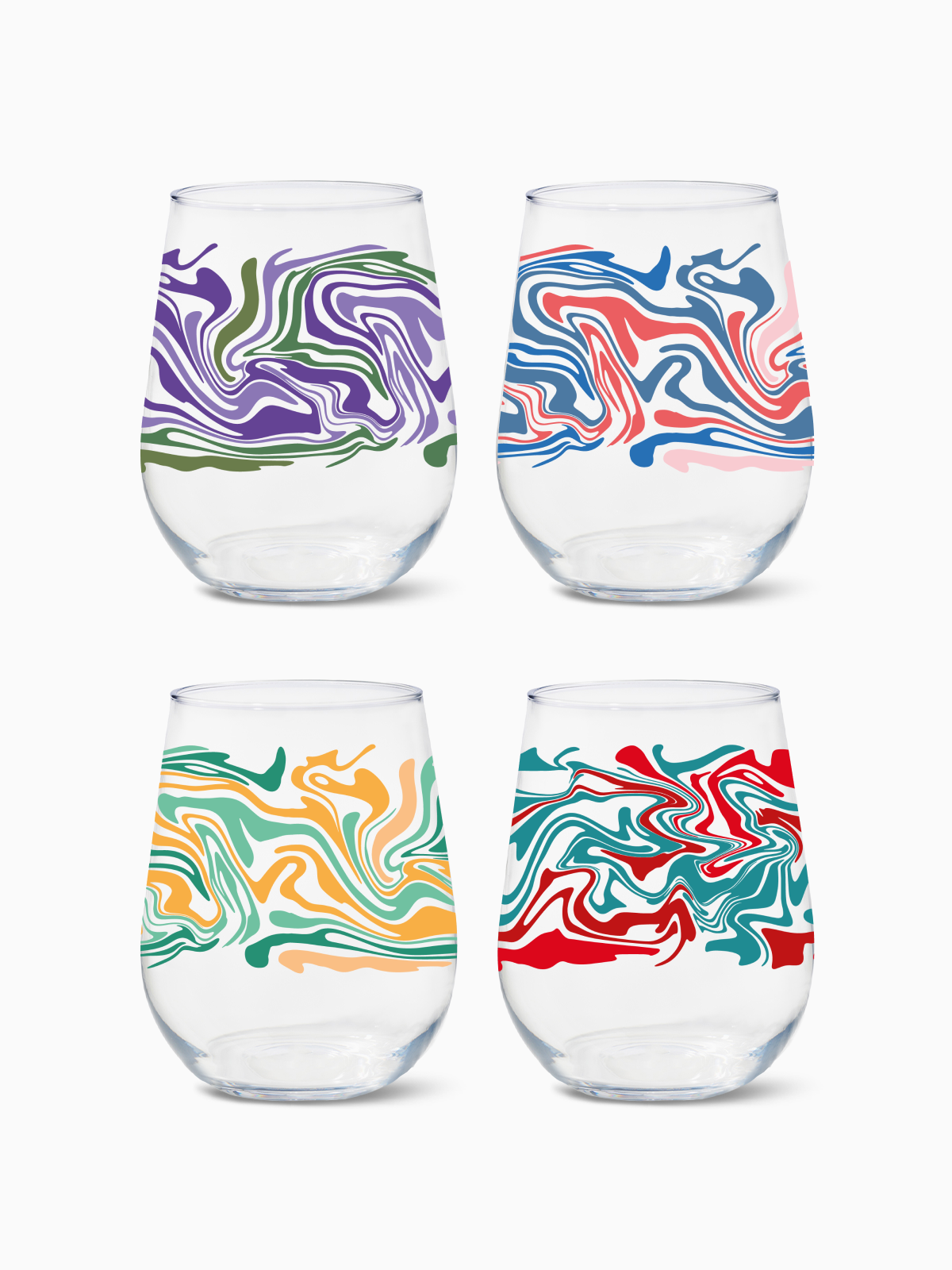 Liquid Marble - 16oz Stemless Wine Tritan™ Glasses