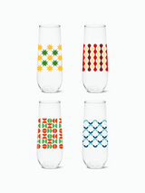 Abstract Christmas Pattern - 9oz Stemless Champagne Tritan™ Glasses