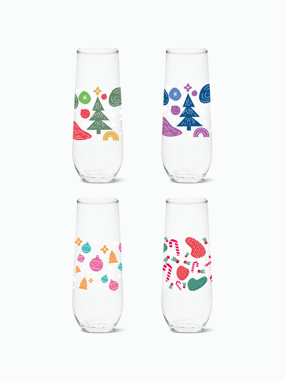 Enchanted Holiday Pattern - 9oz Stemless Champagne Tritan™ Glasses