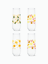 Festive Bliss - 9oz Stemless Champagne Tritan™ Glasses