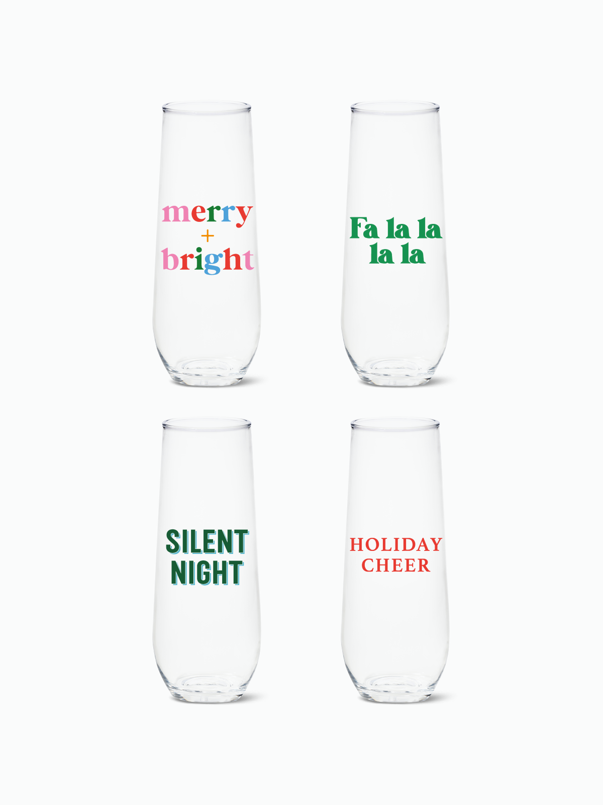 Holiday Sip and Sing - 9oz Stemless Champagne Tritan™ Glasses