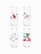 Retro Festive Pattern - 9oz Stemless Champagne Tritan™ Glasses