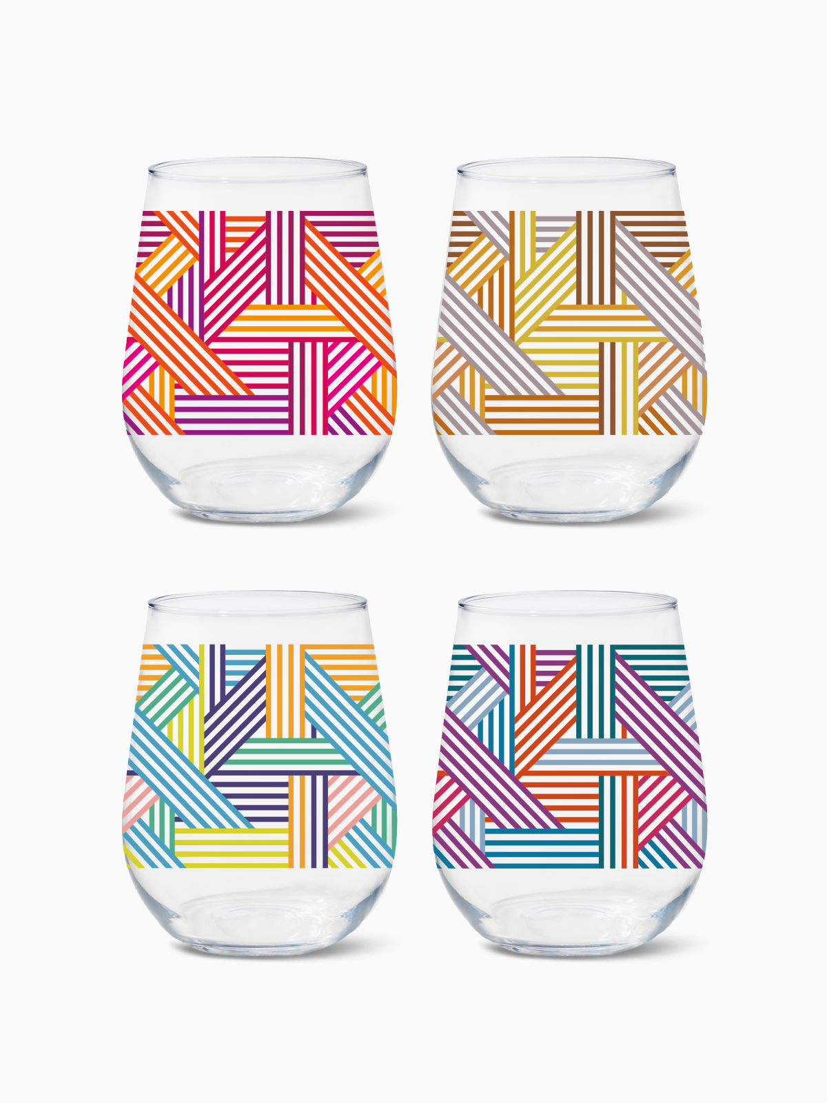 Art Deco Lines - 16oz Stemless Wine Tritan™ Glasses