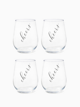 Classic Cheers (Black) - 16oz Stemless Wine Tritan™ Glasses