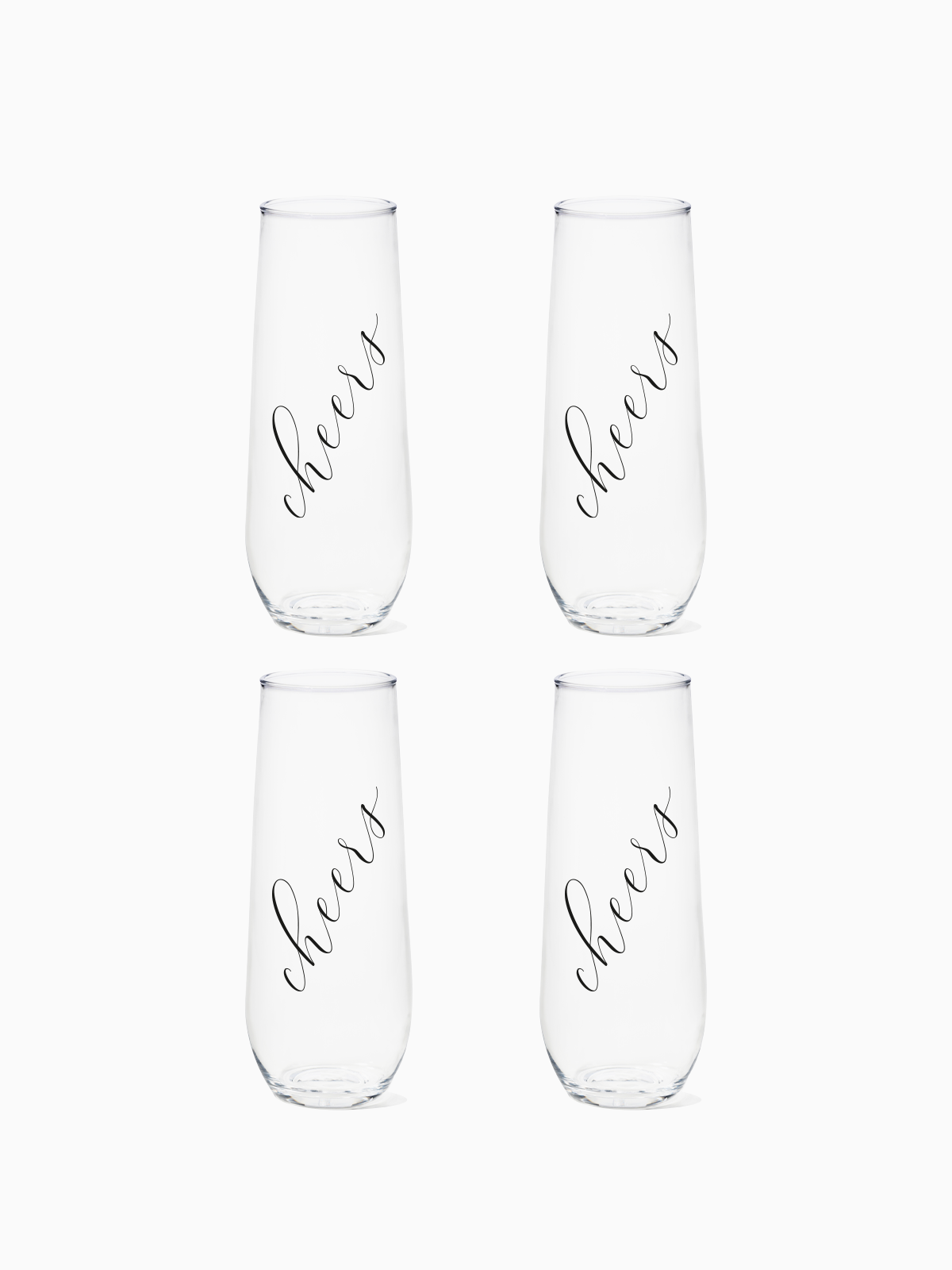 Classic Cheers (Black) - 9oz Stemless Champagne Tritan™ Glasses
