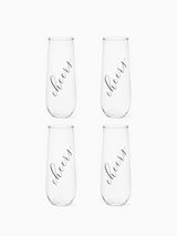 Classic Cheers (Black) - 9oz Stemless Champagne Tritan™ Glasses
