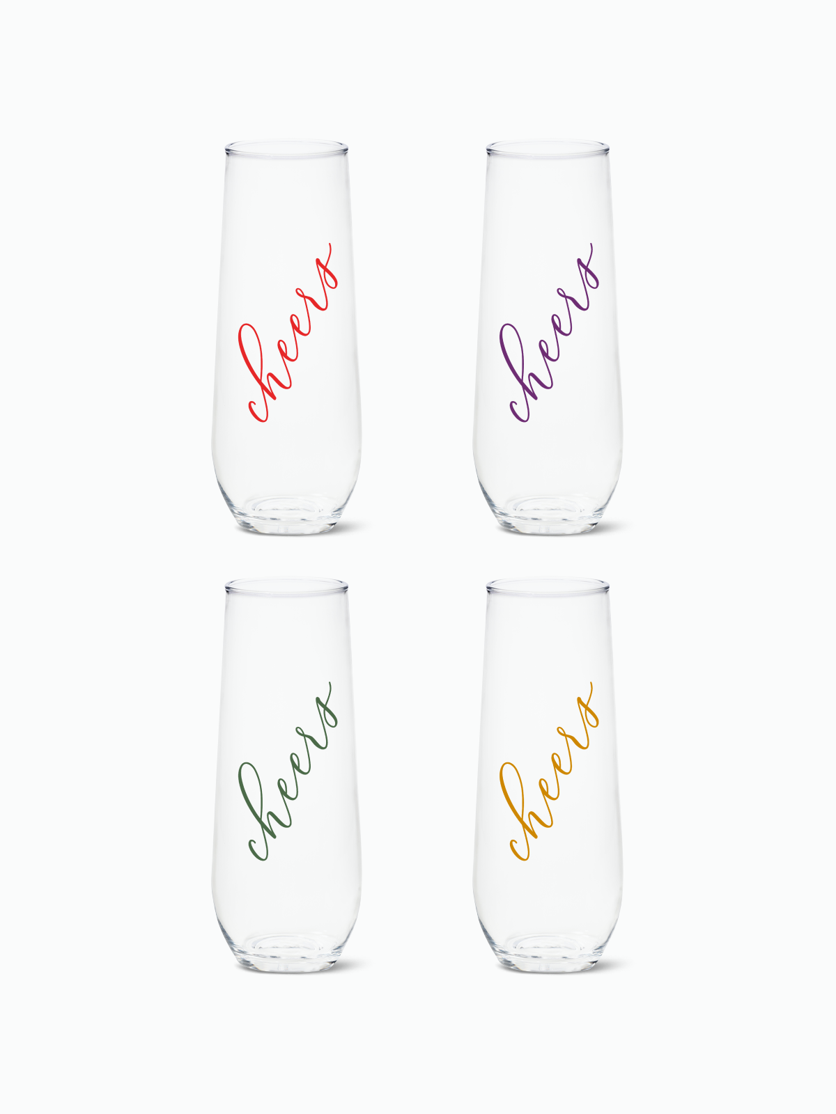 Classic Cheers (Color) - 9oz Stemless Champagne Tritan™ Glasses
