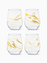 Gold Foil Marble - 16oz Stemless Wine Tritan™ Glasses