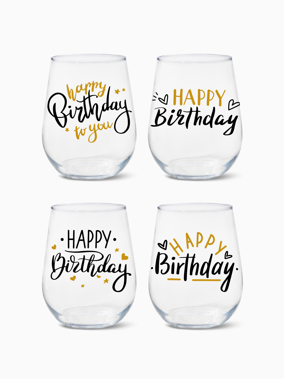Golden Birthday - 16oz Stemless Wine Tritan™ Glasses