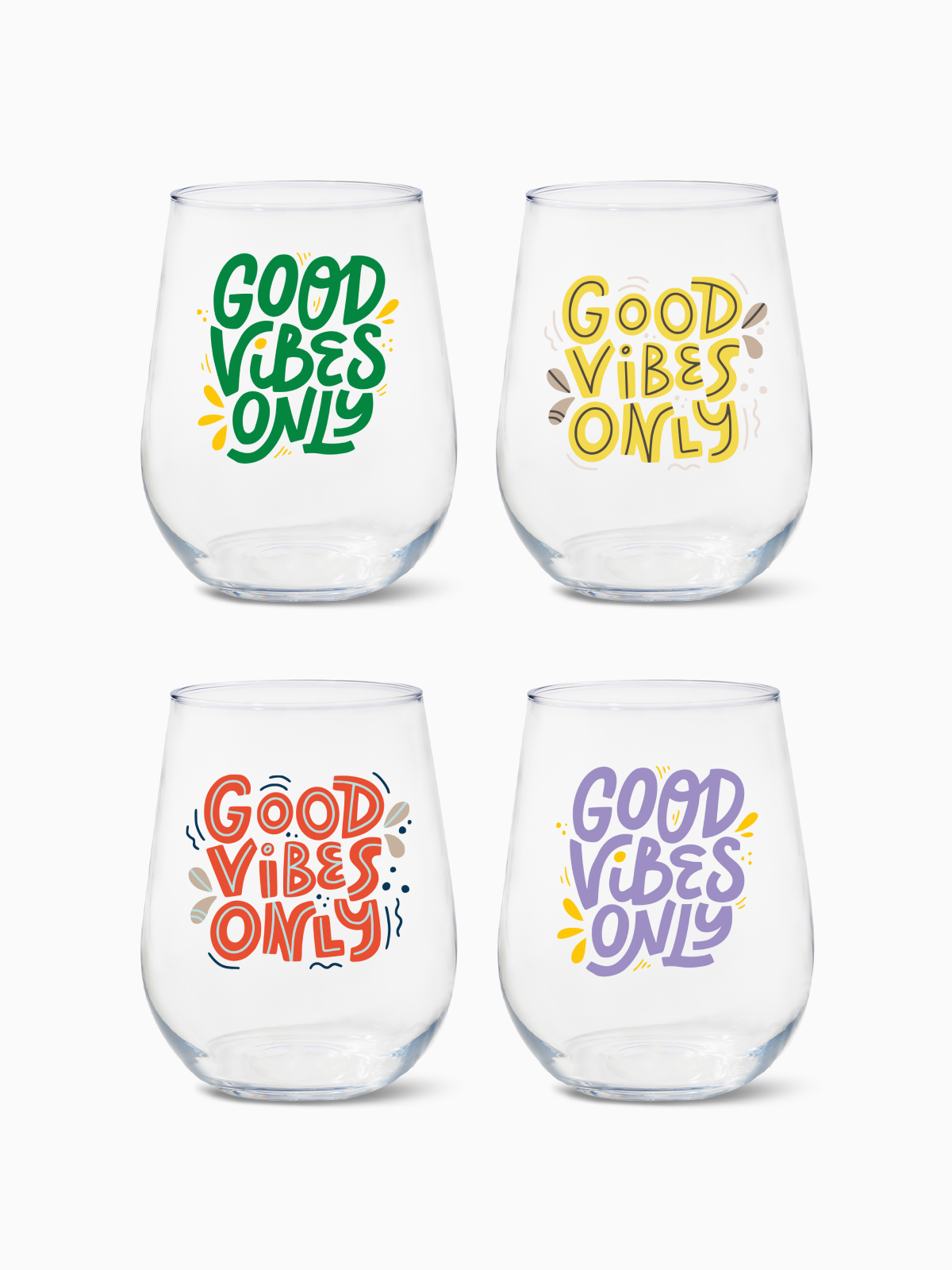 Good Vibes Only - 16oz Stemless Wine Tritan™ Glasses