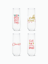Holiday Spirit - 9oz Stemless Champagne Tritan™ Glasses