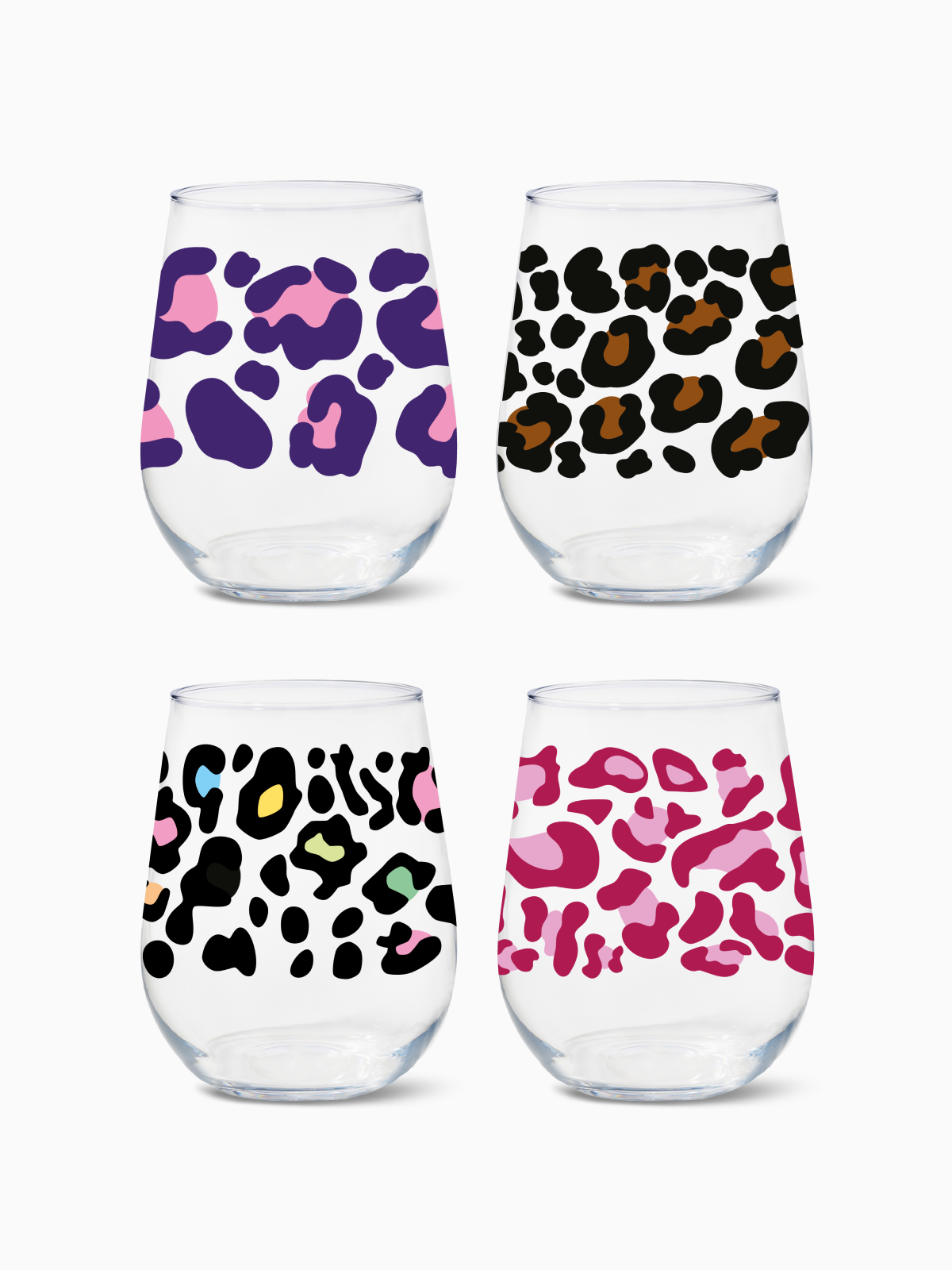 Leopard - 16oz Stemless Wine Tritan™ Glasses