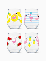 Let's Fla-mingle - 16oz Stemless Wine Tritan™ Glasses