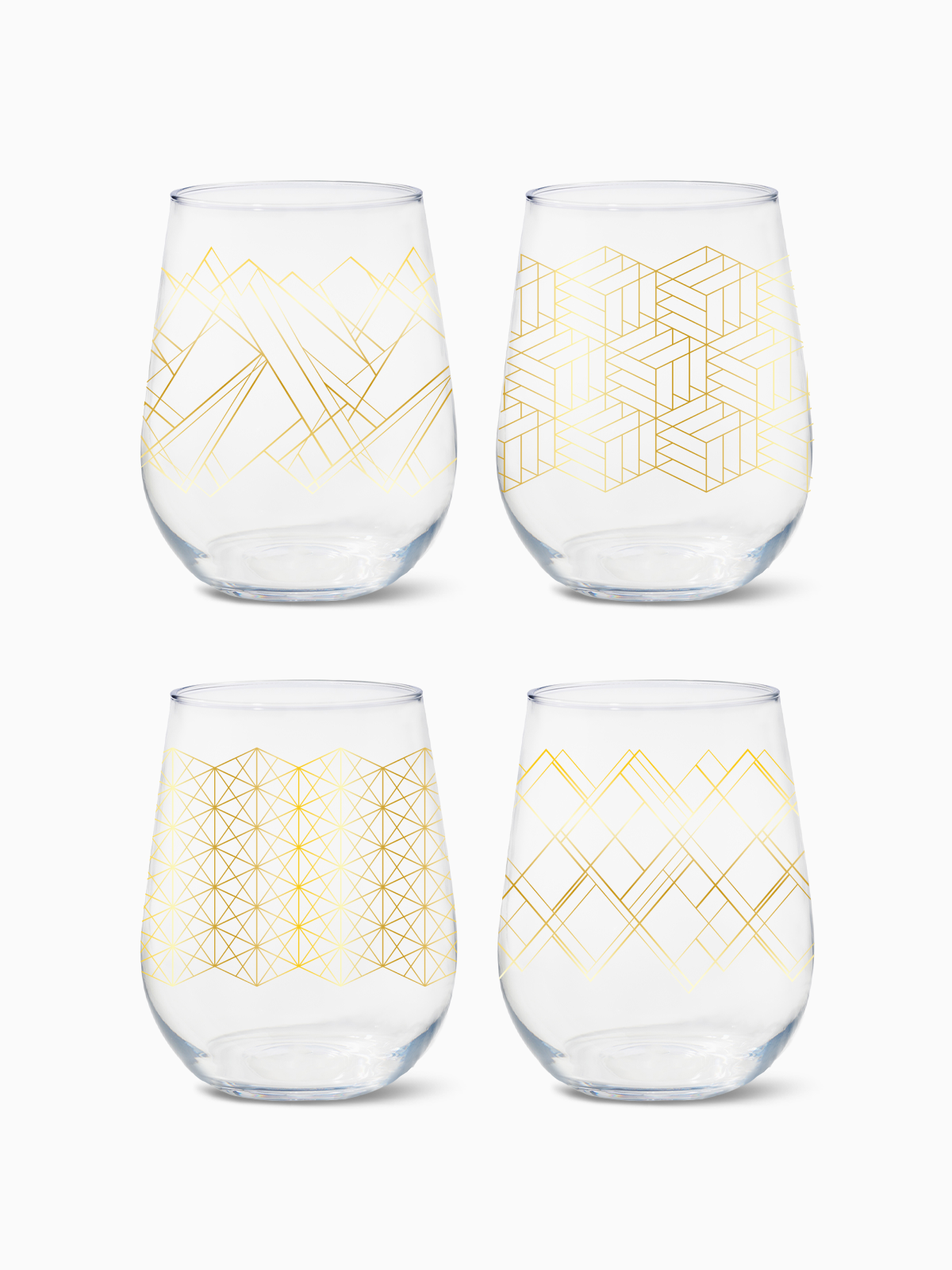Linear Gold - 16oz Stemless Wine Tritan™ Glasses