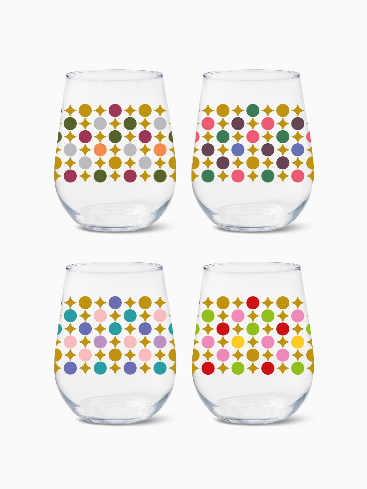Mid-Century Modern Pattern - 16oz Stemless Wine Tritan™ Glasses