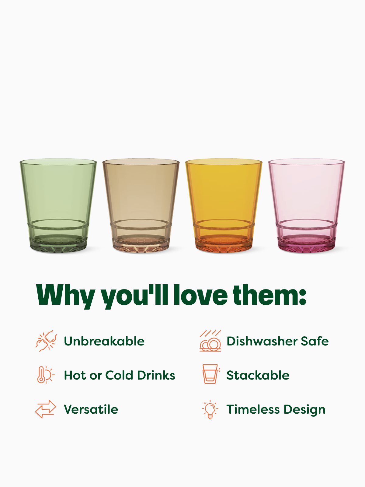 12oz Double Old Fashioned Tritan™ Glasses - Mixed Colors