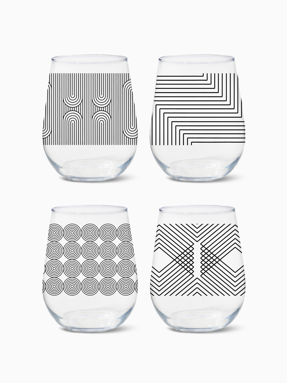 Modern Geometric - 16oz Stemless Wine Tritan™ Glasses