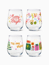 Merry & Bright - 16oz Stemless Wine Tritan™ Glasses