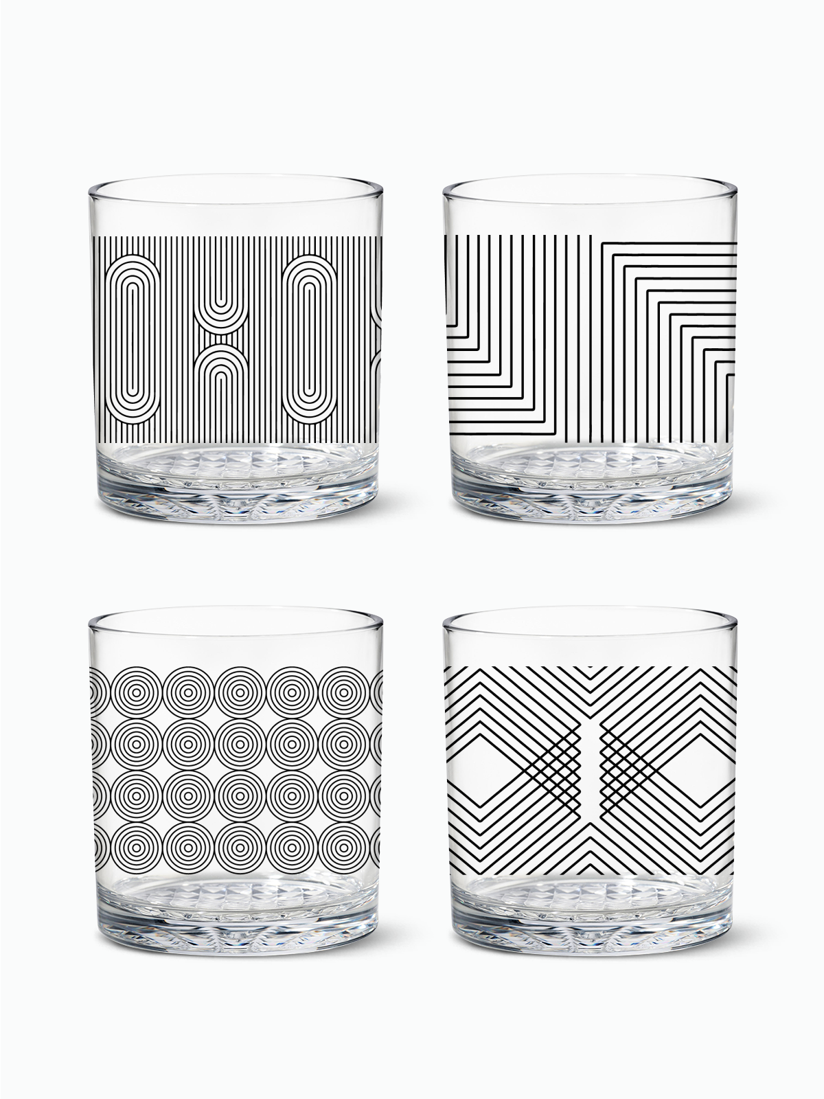 Modern Geometric - 12oz Old Fashioned Tritan™ Glasses